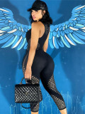 High-Waist Butt-Lifting Tight-Fit Knit Jumpsuit