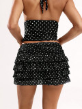 Polka Dot Halter Top & Ruffle Skirt Set