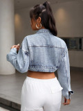 Cropped Long Sleeve Denim Jacket