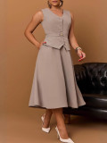Casual Office Vest Skirt Set for Women