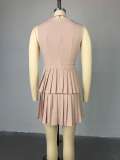 Summer V-Neck High-Waist Pleated A-Line Dress
