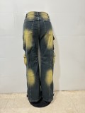 Loose Multi-Pocket Denim Cargo Pants