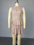Summer V-Neck High-Waist Pleated A-Line Dress