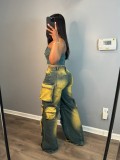 Loose Multi-Pocket Denim Cargo Pants