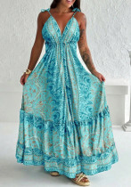 Women's Summer Fashion Elegant V-Neck Strap Plus Size Long Dress