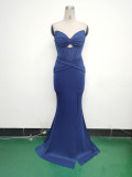 Women herringbone Strapless sweetheart neck hollow Lace-Up Formal Party evening dress