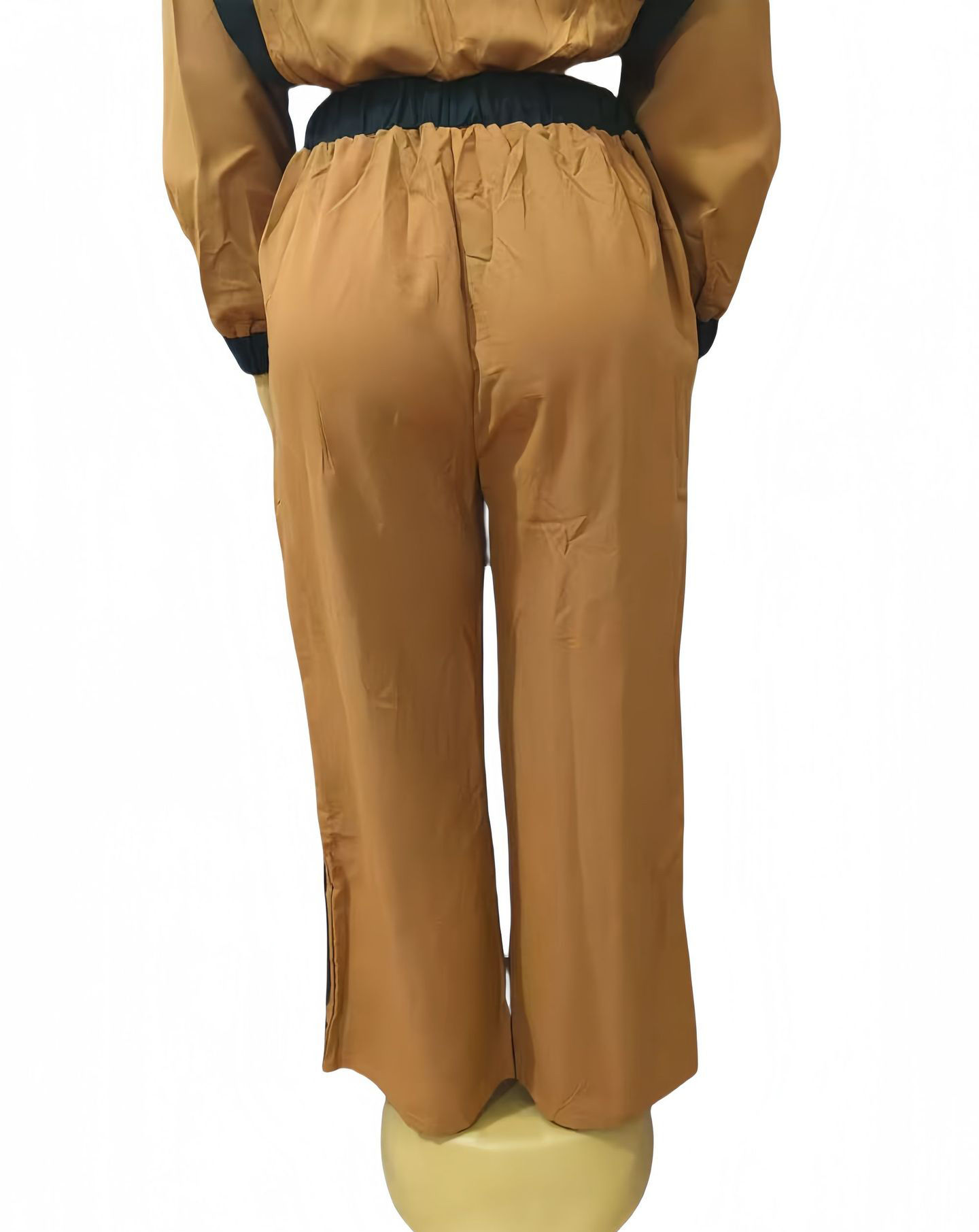 Women Contrast Color Casual Sleeveless Top and Wide Leg Pants Two-Piece Set