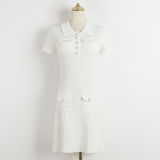 Women French spring Summer Turndown Collar knitting dress