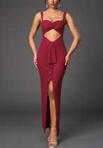 High-Low Slit Low Back Mesh Fishtail Dress High-Low Slit Low Back Mesh Fishtail Dress