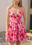 Summer Chic Cut-Out Strap Printed Low Back A-Line Dress