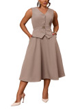 Casual Office Vest Skirt Set for Women