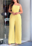 Metallic Buckle Sleeveless Wide-Leg Jumpsuit