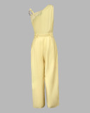 Metallic Buckle Sleeveless Wide-Leg Jumpsuit