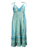 Women's Summer Fashion Elegant V-Neck Strap Plus Size Long Dress