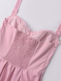 Lace Patchwork Halter Lace-Up A-Line Dress
