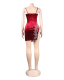 Sexy Sling Slim Slit Beaded Fringe Dress