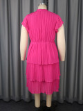Summer Chic Bow Tie Round Neck Dress Cascading Ruffles Party Evening Gown