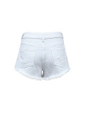 High-Waist Slim Fit Raw-Hem Denim Shorts