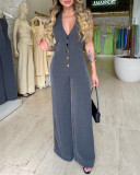 Women Buckled Sleeveless Wide-Leg Jumpsuit