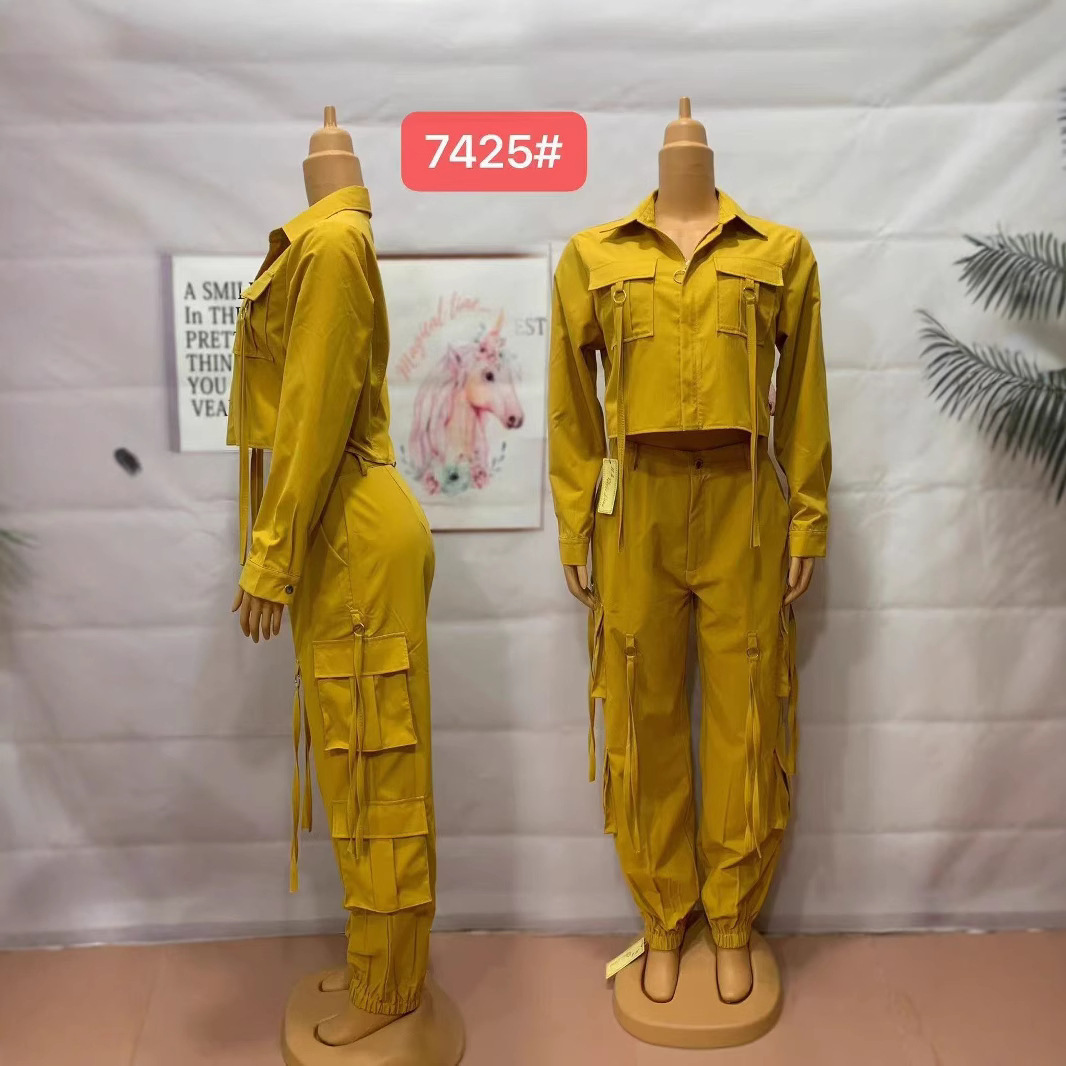 Plus Size Multi-Pocket Casual Cargo Pants Set