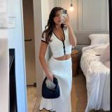 Women Spring and Summer Elegant Short Sleeve Top and Skirt Two-piece Set