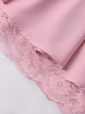 Lace Patchwork Halter Lace-Up A-Line Dress