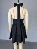 Summer Chic V-Neck Halter Tie Back A-line Midi Dress