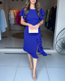 Women Multi-layered Ruffle Short Sleeve Dress