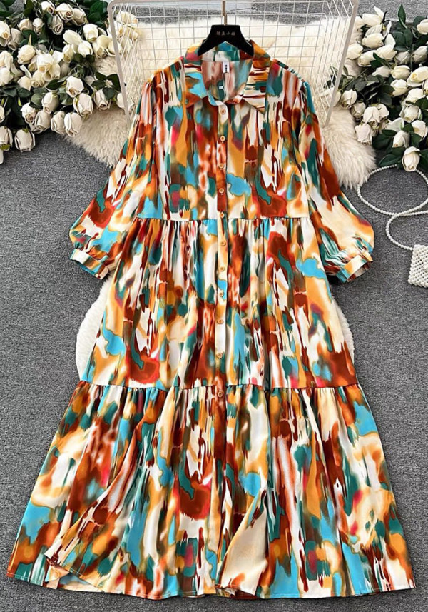 Women printed shirt dress
