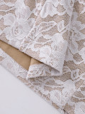 Lace Halter Neck Long-Sleeve Bodycon Mini Dress