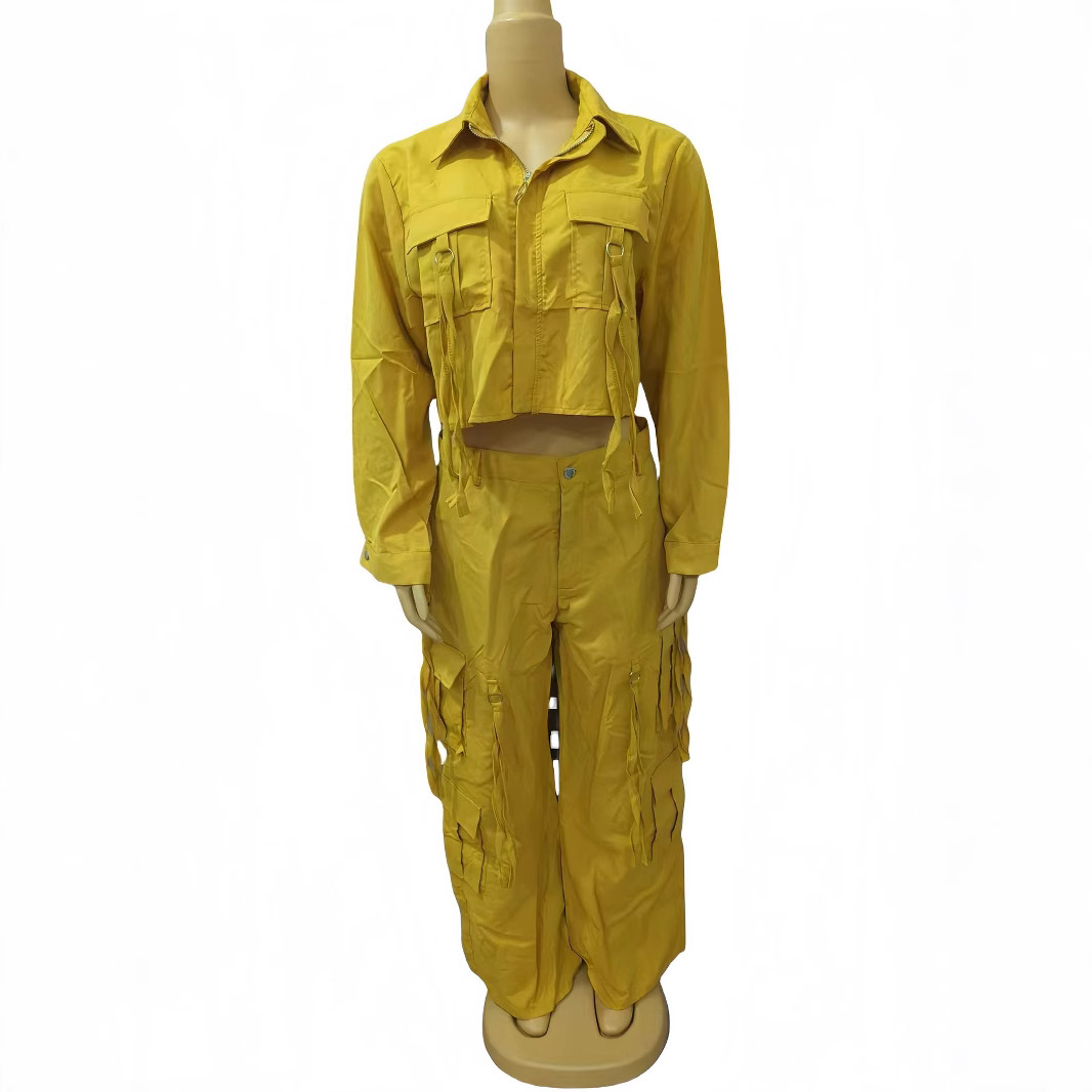 Plus Size Multi-Pocket Casual Cargo Pants Set