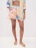 Women Casual Printed Long Sleeve Shirt and Shorts Two-piece Set