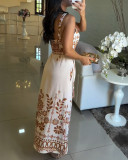 Women Square Neck Print Holidays Maxi Dress