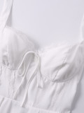 Lace Patchwork Halter Lace-Up A-Line Dress
