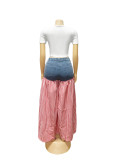 Women Patchwork Plaid Print T-shirt Casual Wide Leg Pants Two-piece Set