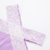 Women sexy lace Strapless Top cross hollow trousers two-piece suit