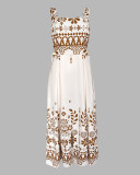 Women Square Neck Print Holidays Maxi Dress