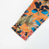Women Sexy Rainforest Print Mesh Pants