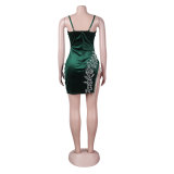 Sexy Sling Slim Slit Beaded Fringe Dress