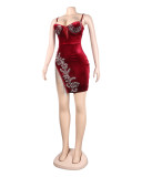 Sexy Sling Slim Slit Beaded Fringe Dress