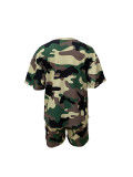 Summer Casual Round Neck Loose Sporty Two Piece Shorts Set