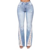 Plus Size Women Ripped Casual Denim trousers