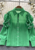 Floral Long Sleeves Mesh Blouse Chic Summer Top Floral Long Sleeves Mesh Blouse Chic Summer Top