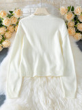 Strawberry Pattern Women's Elegant Knit Cardigan Fall Winter Button Long Sleeve Sweater