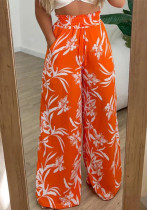 Women's Fashion Chic Floral High-Waist Loose Straight-Leg Casual Pants