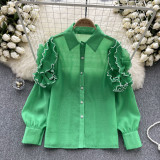 Floral Long Sleeves Mesh Blouse Chic Summer Top