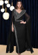 Fashion Women's Chic V-Neck Beaded Long-Sleeve Dress