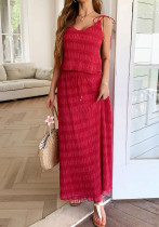 Elegant Lace-Up Ruffle Halter Top & A-Line Skirt Set for Summer