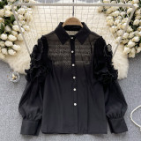 Floral Long Sleeves Mesh Blouse Chic Summer Top