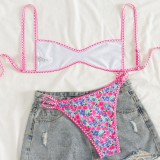 Women's Floral Print Tie Low-Rise Sexy Two-Piece Quick-Dry Swimsuit